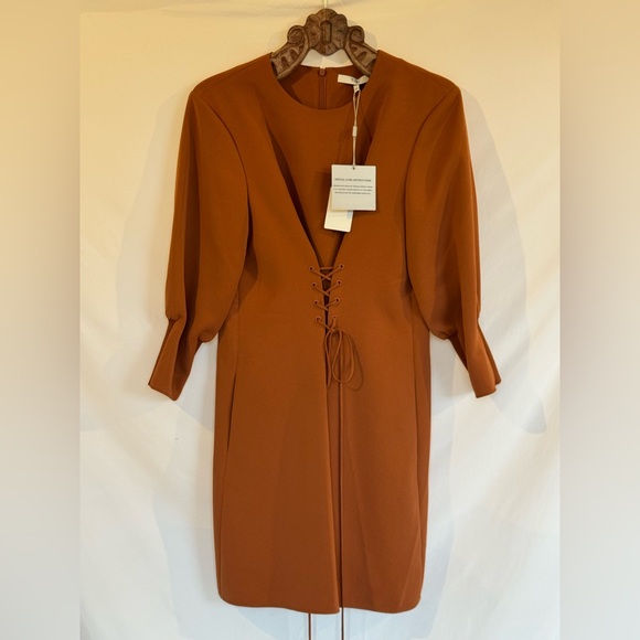 Tibi Dresses & Skirts - Tibi Rust Dress with Lace-Up Detail